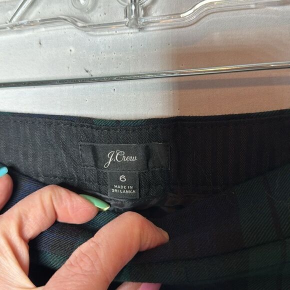J.Crew Tartan Plaid Green/Navy Wool Blend Lined Pants. Size 6. - Picture 3 of 12